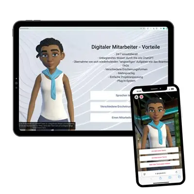 tablets-smartphone Der digitale Empfang mit KI Assistent läuft auf allen technischen Geräten.