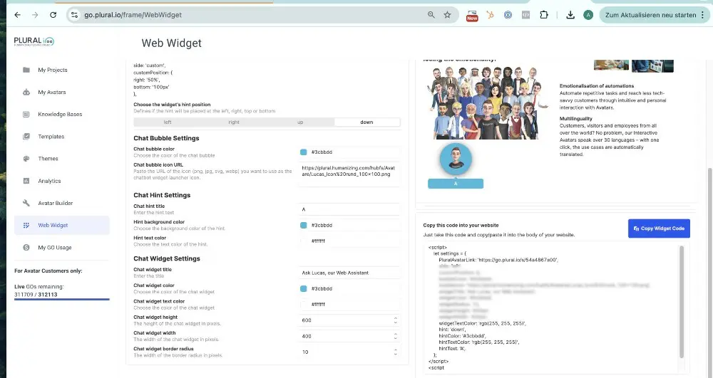 Web Widget Plural-io