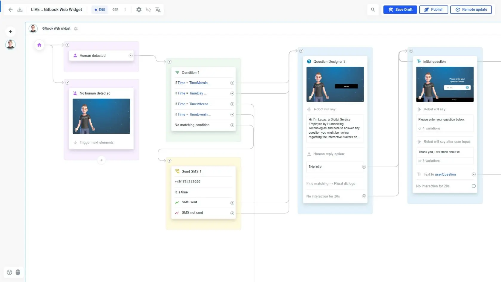 Plural Flow Lucas Screenshot eines Workflows in Plural.io